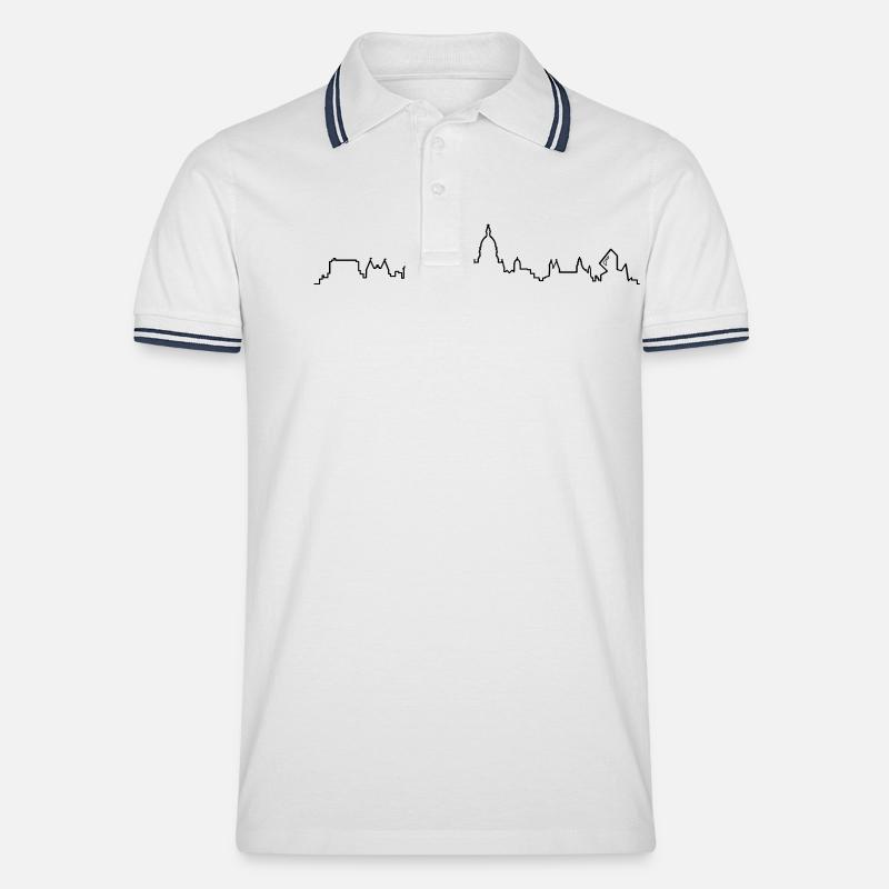 Skyline Mainz - Männer Tipped Poloshirt - Weiß/Navy
