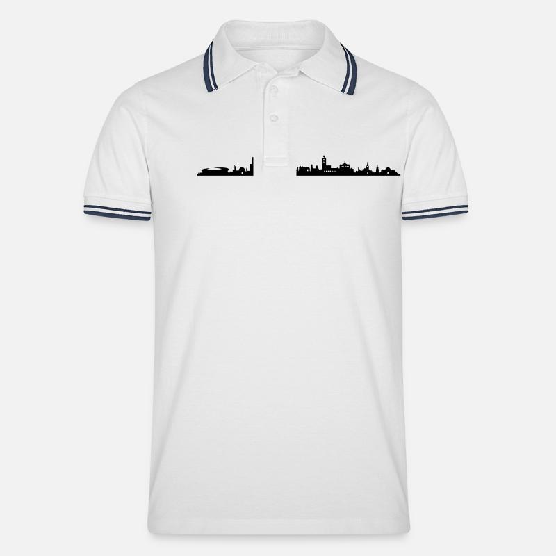 Skyline - Stuttgart - Männer Tipped Poloshirt - Weiß/Navy