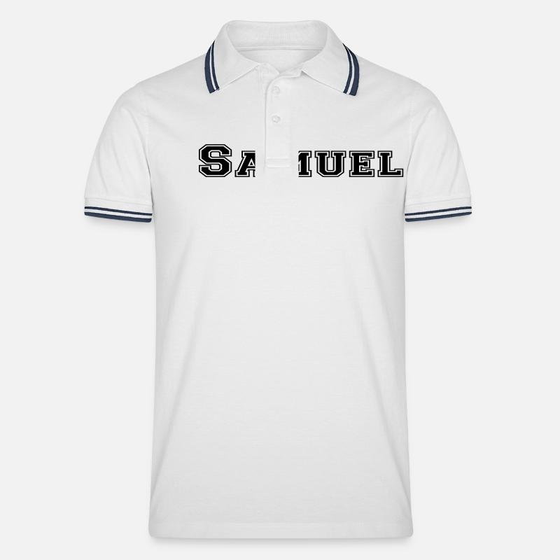samuel - Männer Tipped Poloshirt - Weiß/Navy