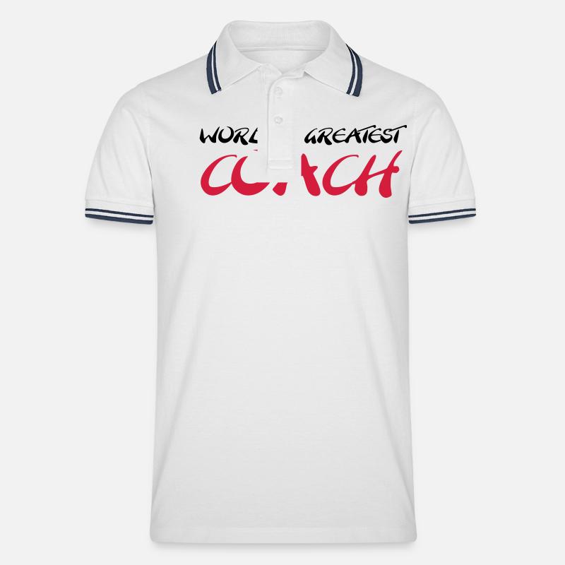 World's greatest Coach - Männer Tipped Poloshirt - Weiß/Navy