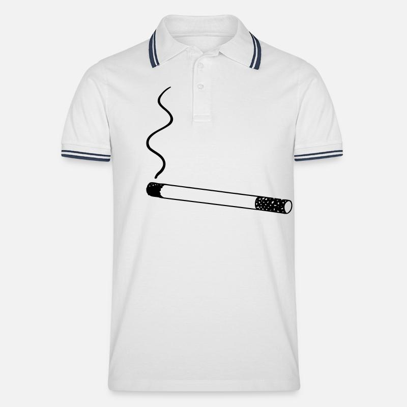 rauchen - Männer Tipped Poloshirt - Weiß/Navy