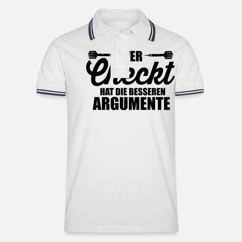 Darts Wer checkt hat Argumente - Männer Tipped Poloshirt - Weiß/Navy