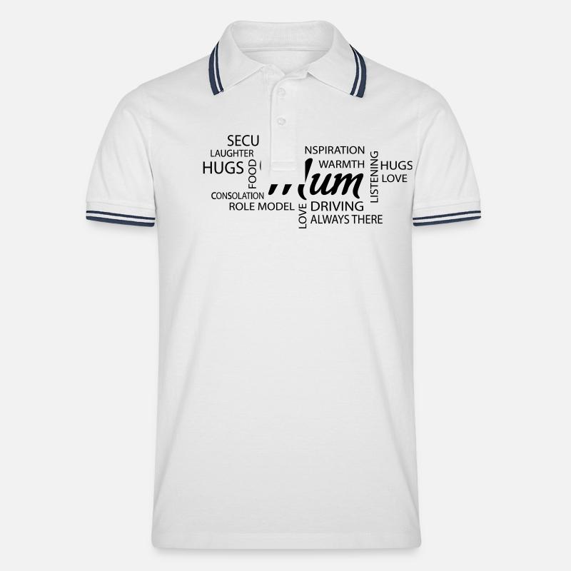 Mama - Männer Tipped Poloshirt - Weiß/Navy