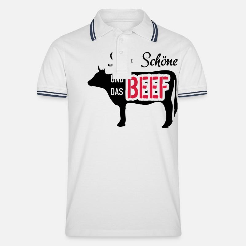 Der Schöne und das Beef - Männer Tipped Poloshirt - Weiß/Navy
