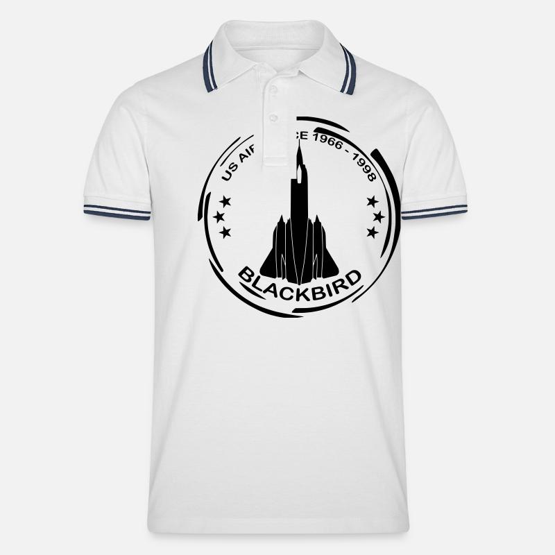 Flugzeug SR-71 Blackbird - Männer Tipped Poloshirt - Weiß/Navy