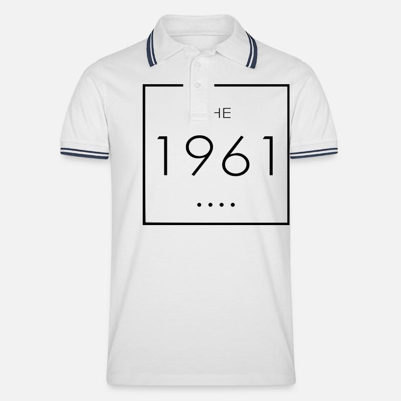 the 1961 Rahmen - Männer Tipped Poloshirt - Weiß/Navy
