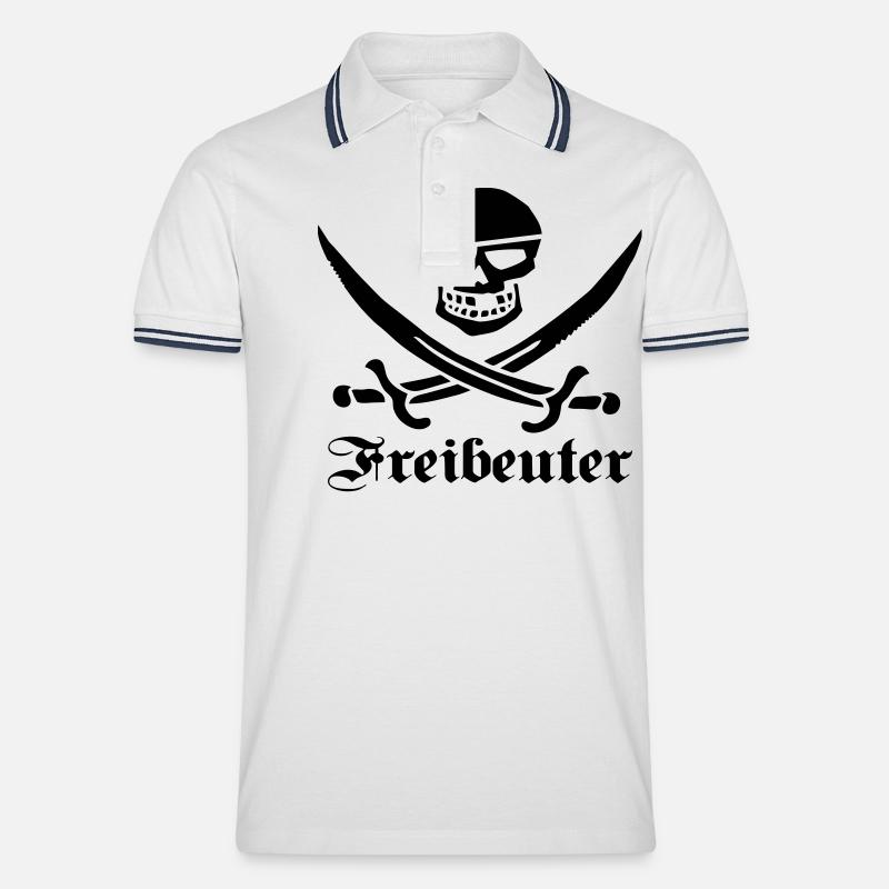 pirat - Männer Tipped Poloshirt - Weiß/Navy