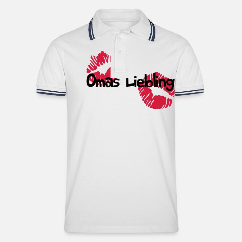 Omas Liebling - Männer Tipped Poloshirt - Weiß/Navy