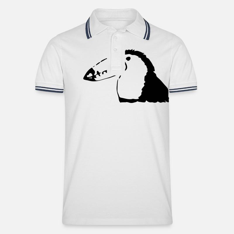 Tukan ähnlicher bunter Vogel - Männer Tipped Poloshirt - Weiß/Navy