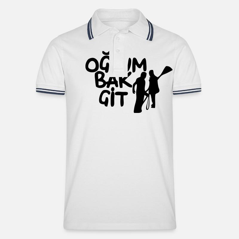 Oglum bak git - Männer Tipped Poloshirt - Weiß/Navy