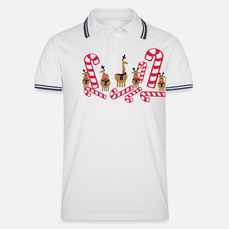 glücklich raindeers - Männer Tipped Poloshirt - Weiß/Navy