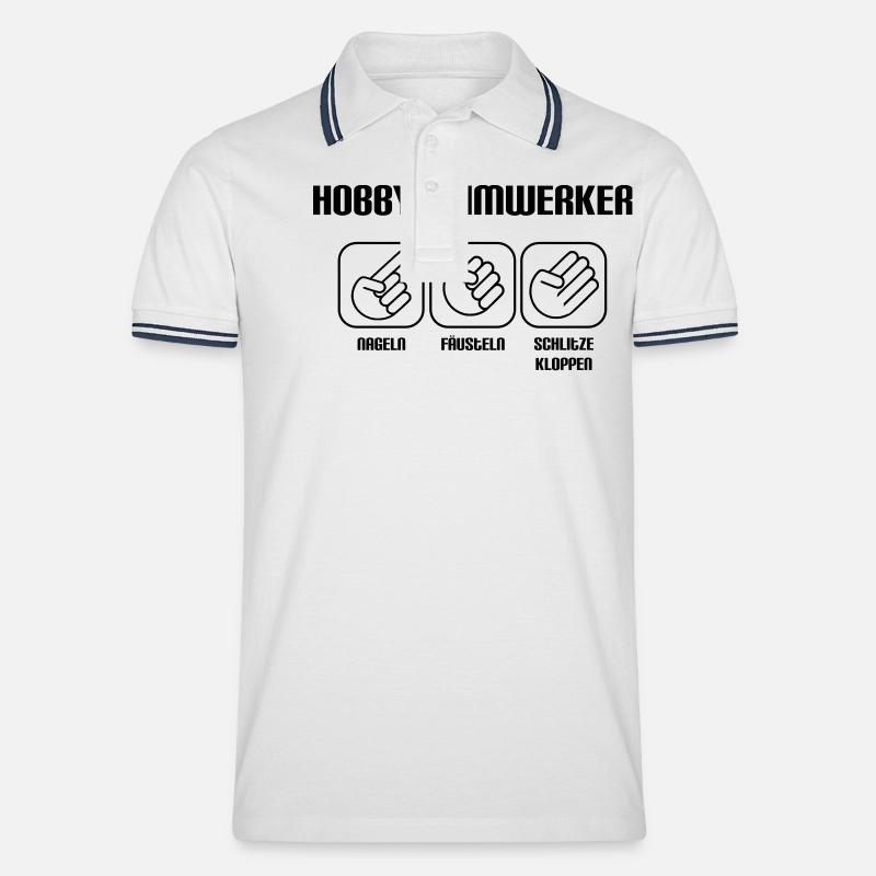 Hobby Heimwerker - Männer Tipped Poloshirt - Weiß/Navy
