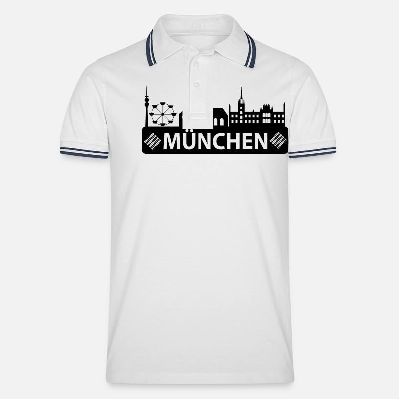 Skyline München - - Männer Tipped Poloshirt - Weiß/Navy