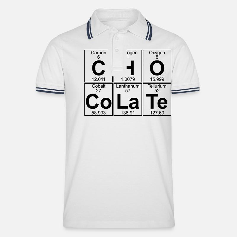C-H-O-Co-La-Te (chocolate) - Full - Männer Tipped Poloshirt - Weiß/Navy