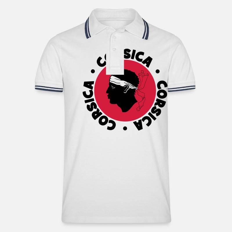Corsica - Männer Tipped Poloshirt - Weiß/Navy