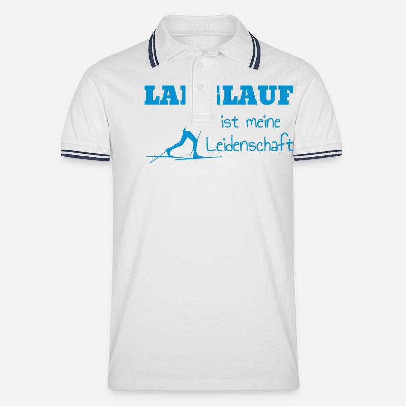 langrend / langrendsløber / skiløb / sne - Tipped poloshirt herre - hvid/marineblå