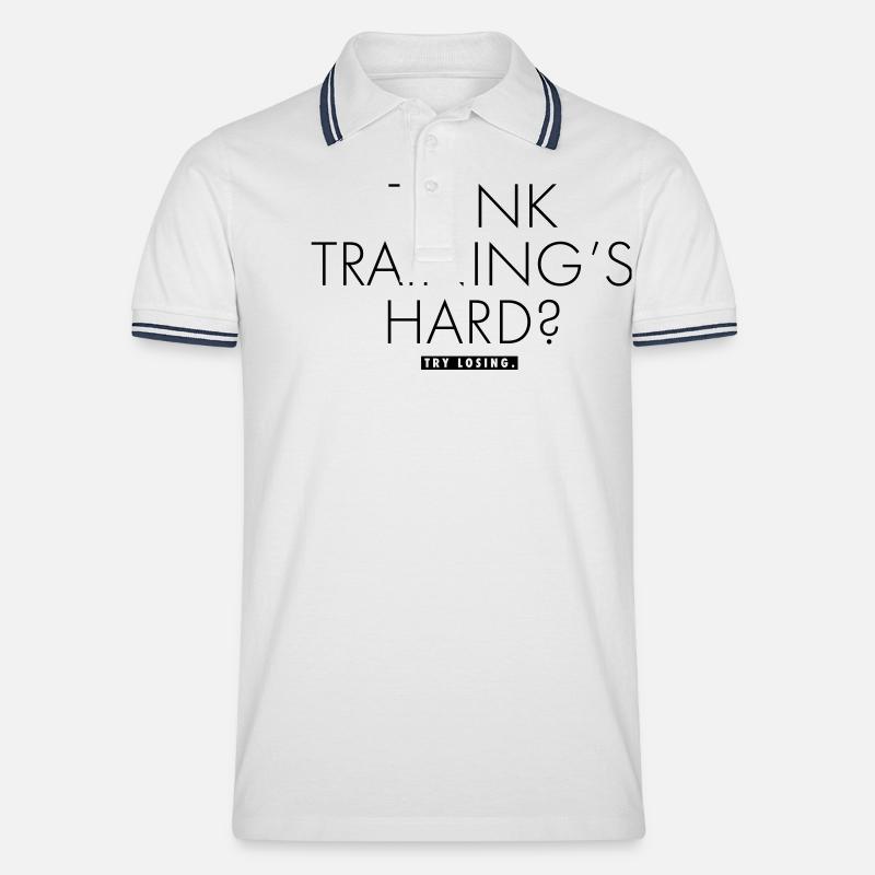 Think Training's Hard? - Männer Tipped Poloshirt - Weiß/Navy