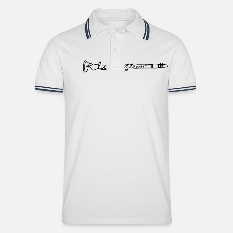Klarinette (quer) - Männer Tipped Poloshirt - Weiß/Navy