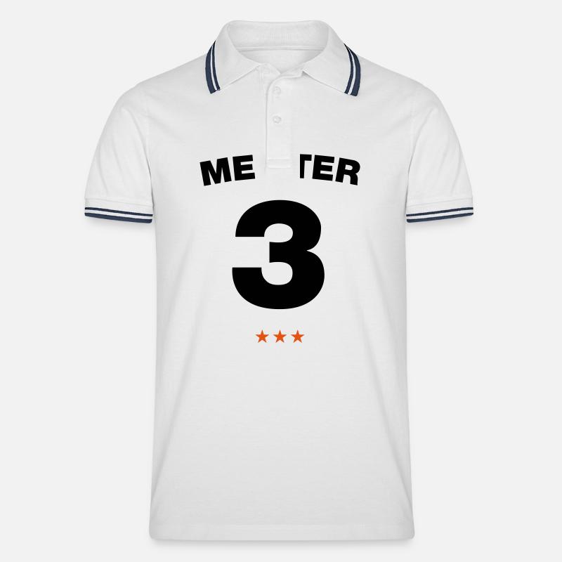 Nummer 3 - Männer Tipped Poloshirt - Weiß/Navy