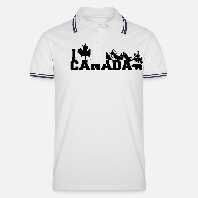 I Love Canada Leaf - Männer Tipped Poloshirt - Weiß/Navy