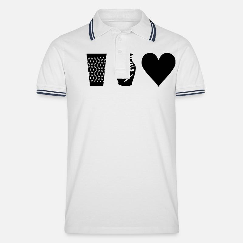 Geripptes Bembel Love - Männer Tipped Poloshirt - Weiß/Navy