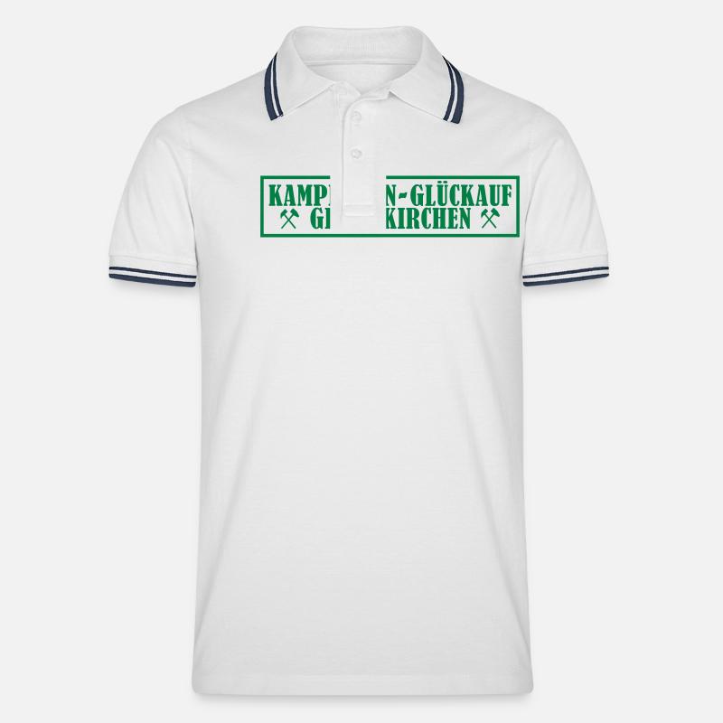 Glückauf Kampfbahn - Männer Tipped Poloshirt - Weiß/Navy
