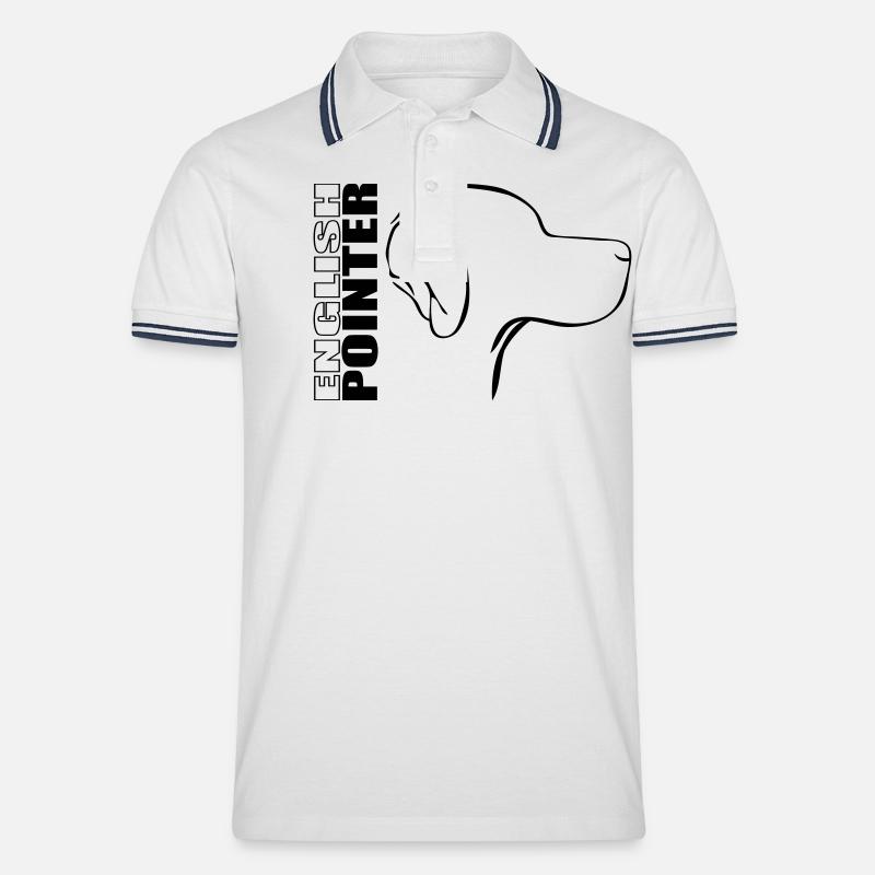 ENGLISH POINTER PROFIL - Männer Tipped Poloshirt - Weiß/Navy