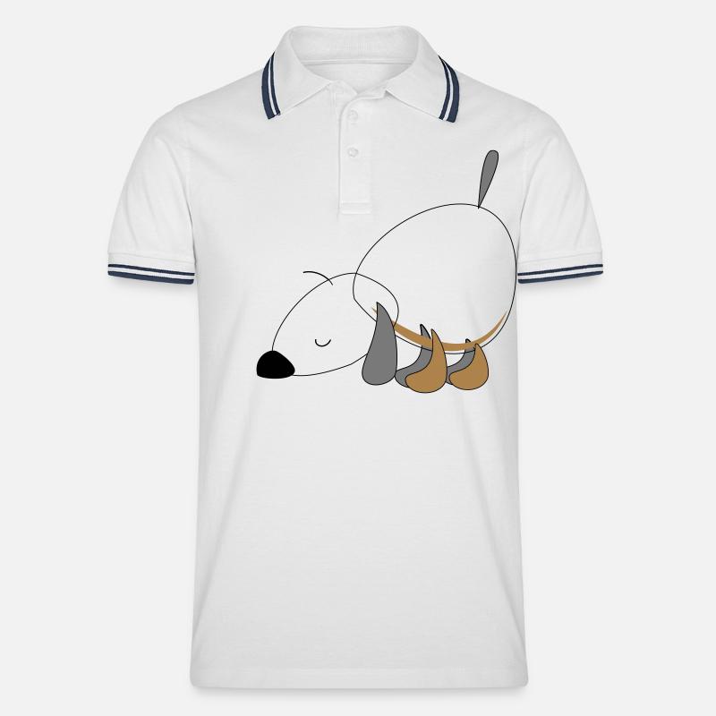Hund - Männer Tipped Poloshirt - Weiß/Navy
