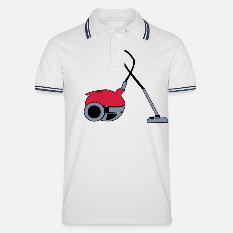 staubsauger - Männer Tipped Poloshirt - Weiß/Navy
