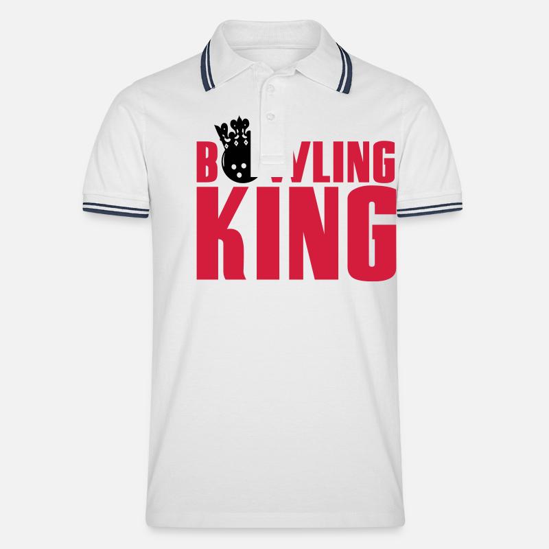 Bowling King - Männer Tipped Poloshirt - Weiß/Navy