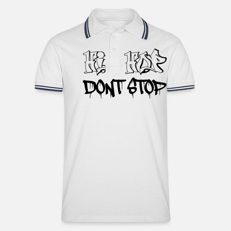 hip_hop_dont_stop - Männer Tipped Poloshirt - Weiß/Navy