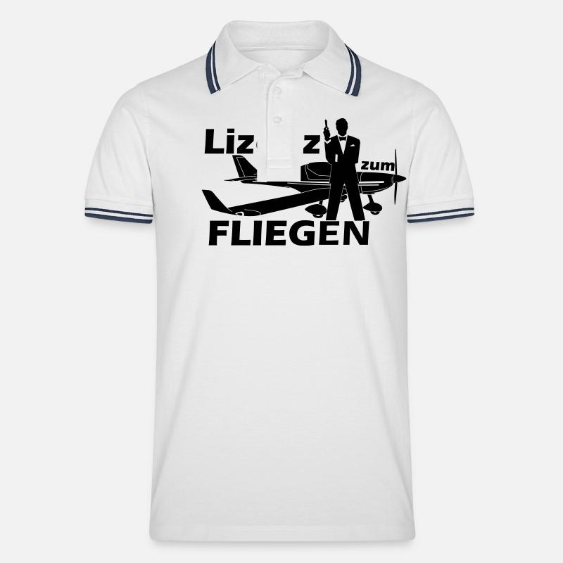 lizenz motorflug - Männer Tipped Poloshirt - Weiß/Navy