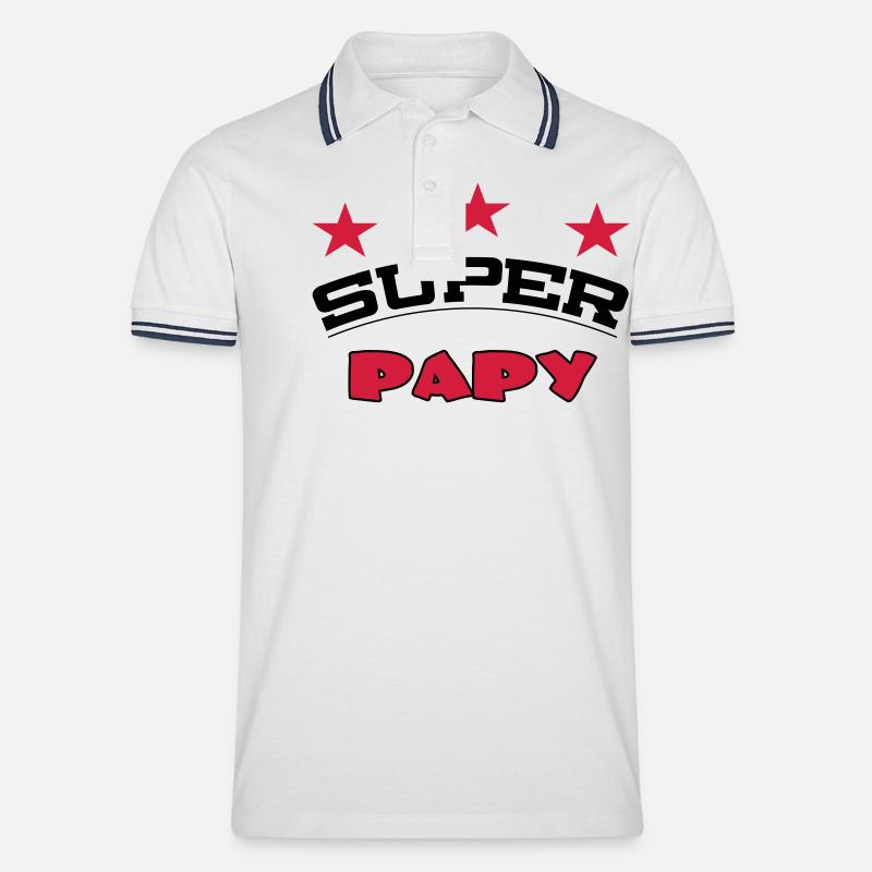 SUPER-OPA - Männer Tipped Poloshirt - Weiß/Navy