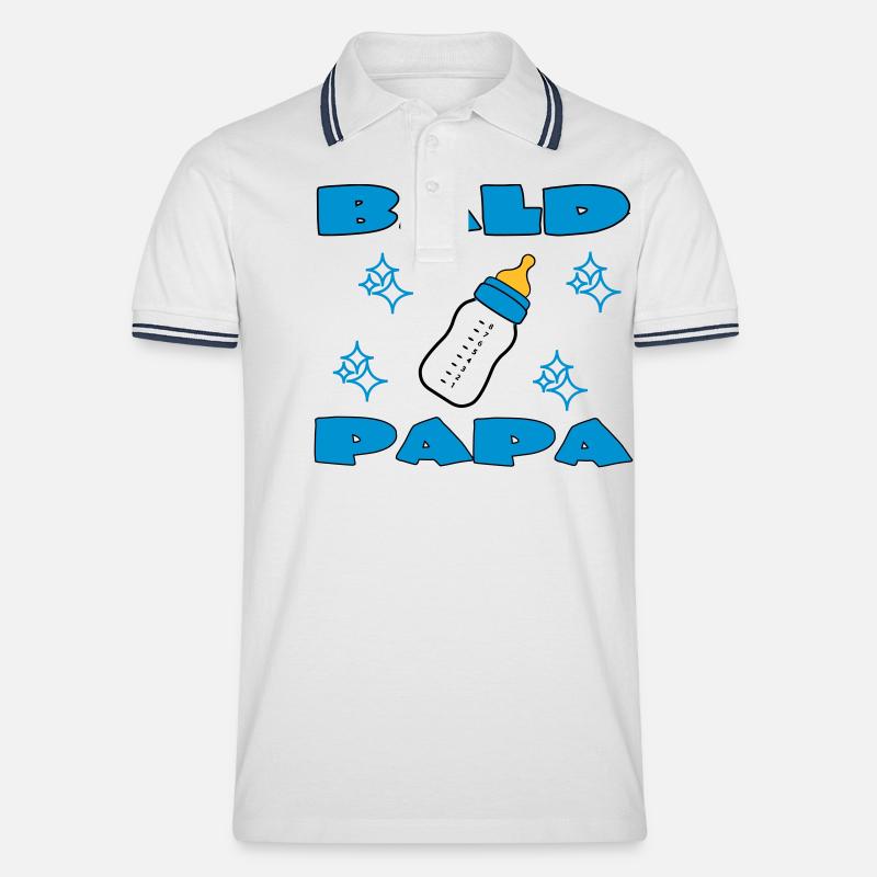 KAHLKÖPFIGER PAPA - Männer Tipped Poloshirt - Weiß/Navy