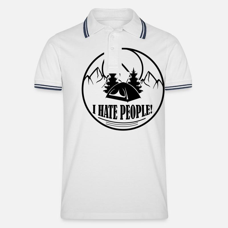 i hate people - Männer Tipped Poloshirt - Weiß/Navy