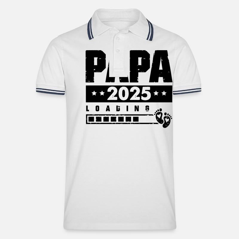 papa 2025 loading - Männer Tipped Poloshirt - Weiß/Navy