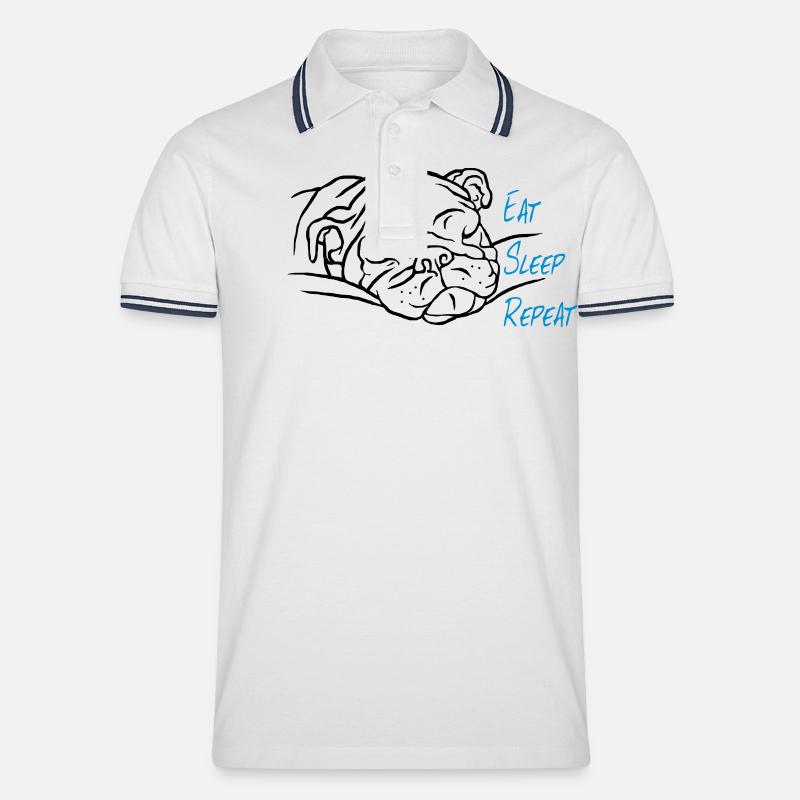 Eat Sleep Repeat - Männer Tipped Poloshirt - Weiß/Navy