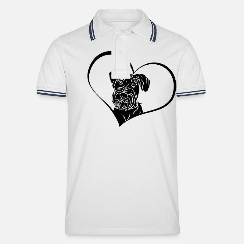Mittelschnauzer im Herz - Männer Tipped Poloshirt - Weiß/Navy