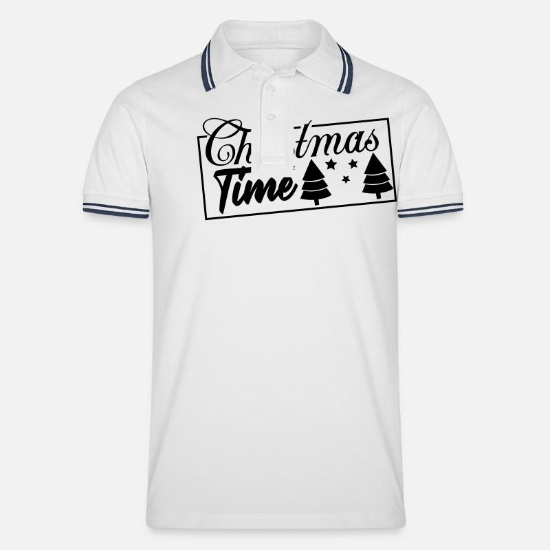 christmas time - Männer Tipped Poloshirt - Weiß/Navy