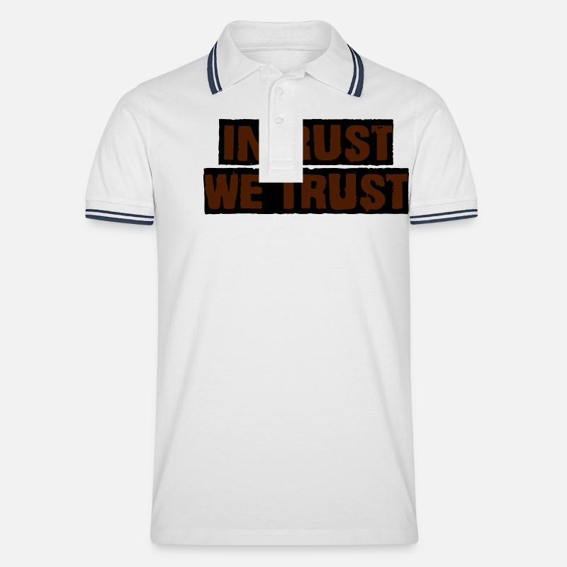 In Rost vertrauen wir - Männer Tipped Poloshirt - Weiß/Navy