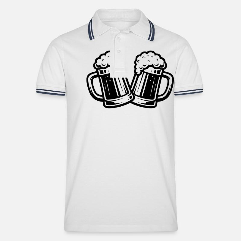 Bierkrug Bier Anstoßen - Männer Tipped Poloshirt - Weiß/Navy