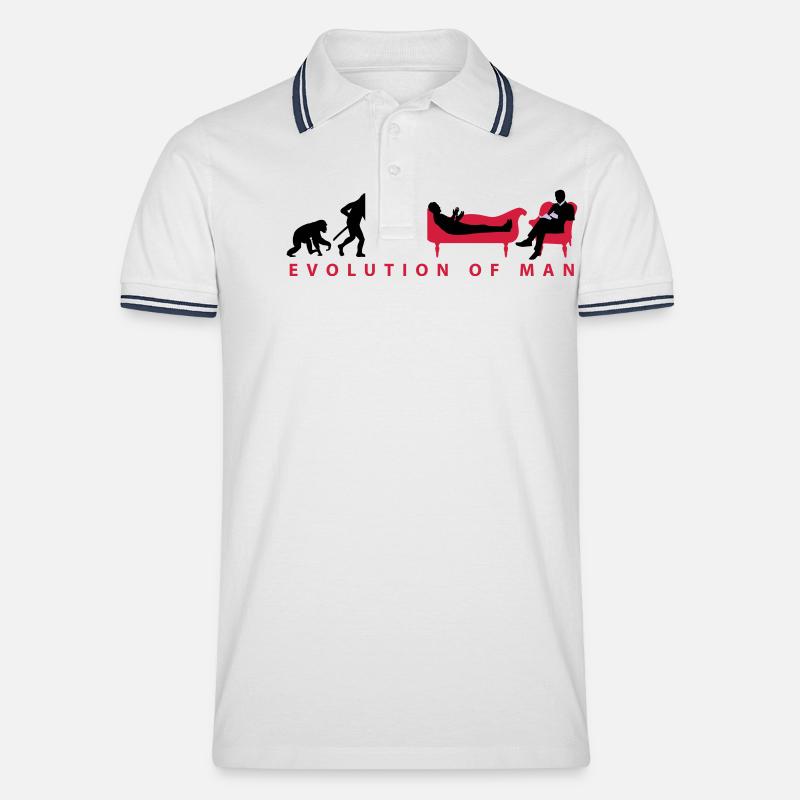 evolution_therapeut_psychologe_11_2016_c - Männer Tipped Poloshirt - Weiß/Navy