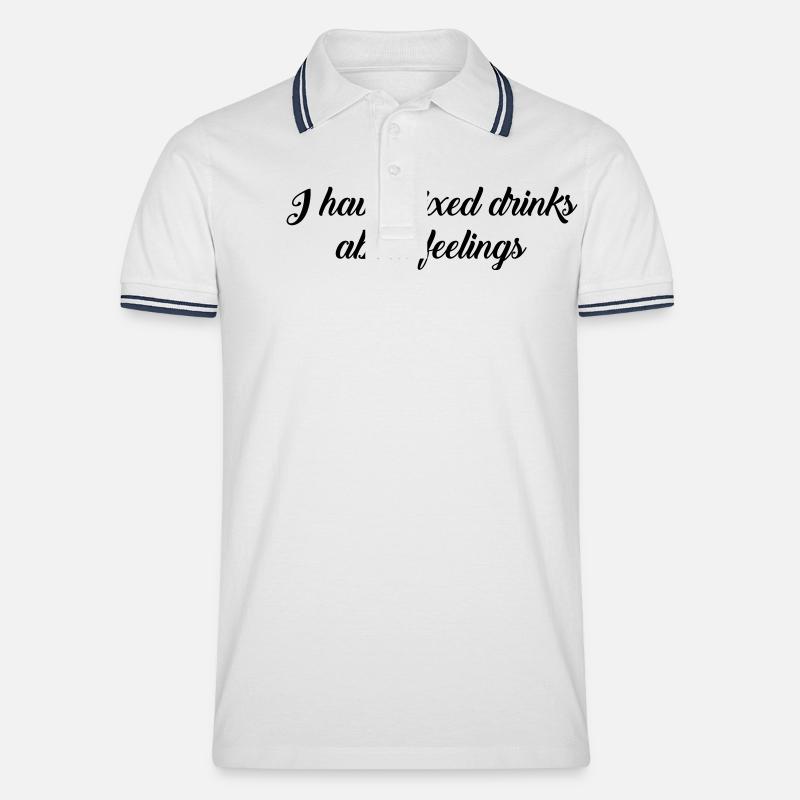 mixed drinks text - Men's Tipped Polo Shirt - white/navy