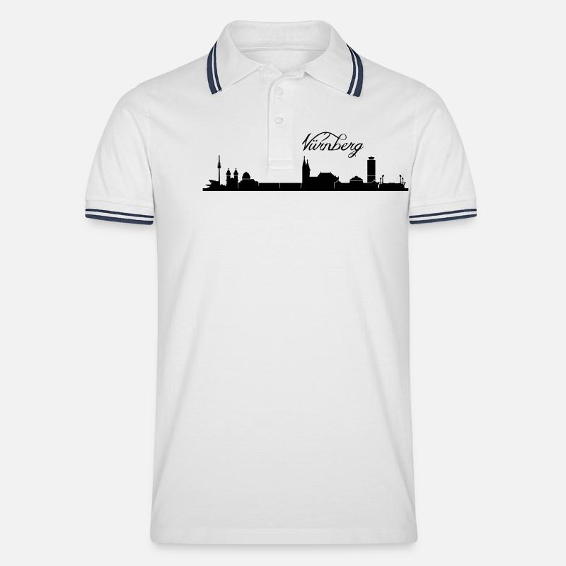 Nürnberger Skyline - Männer Tipped Poloshirt - Weiß/Navy