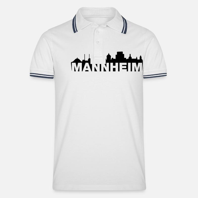 Skyline Mannheim - Männer Tipped Poloshirt - Weiß/Navy