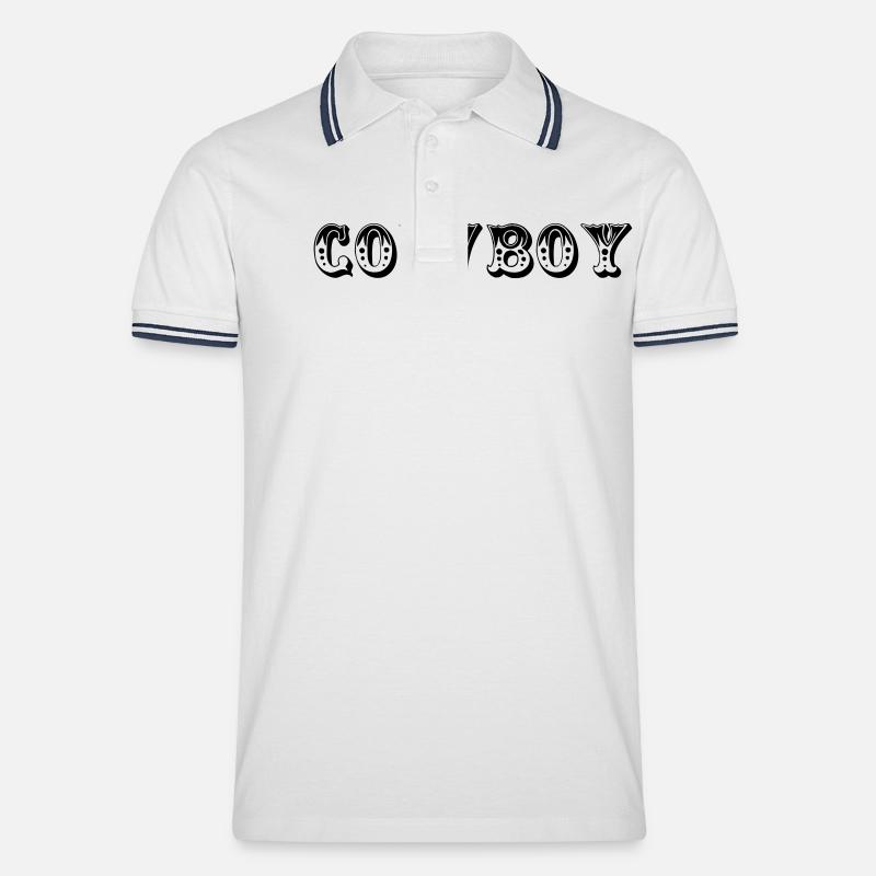 cowboy - Männer Tipped Poloshirt - Weiß/Navy