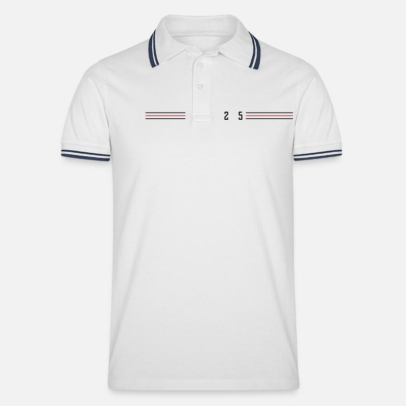 2025 year - Men's Tipped Polo Shirt - white/navy
