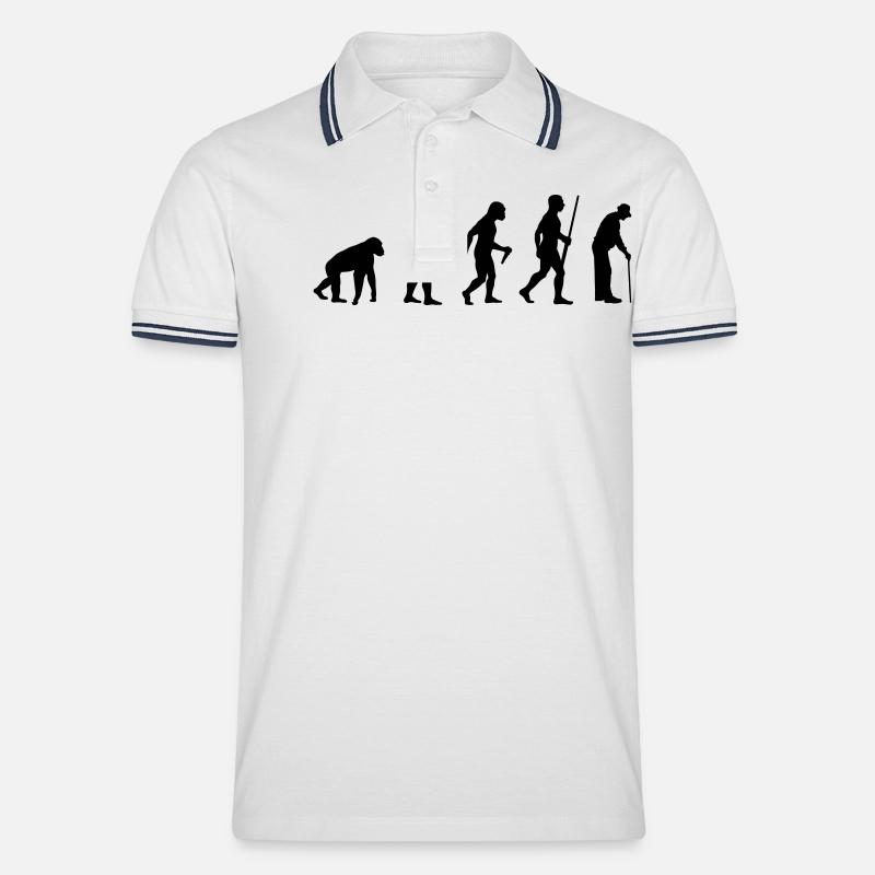 L'évolution de grand-père - Polo tipped Homme - blanc/marine