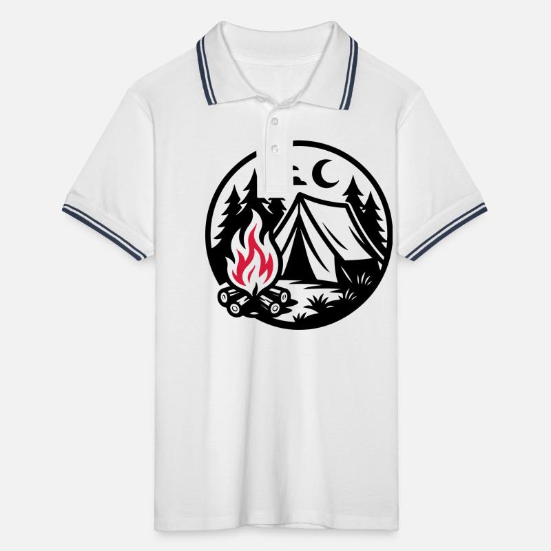 Camping Tent Forest Men's Tipped Polo Shirt