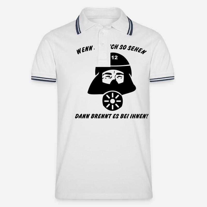 Il brûle avec eux! - Polo tipped Homme - blanc/marine